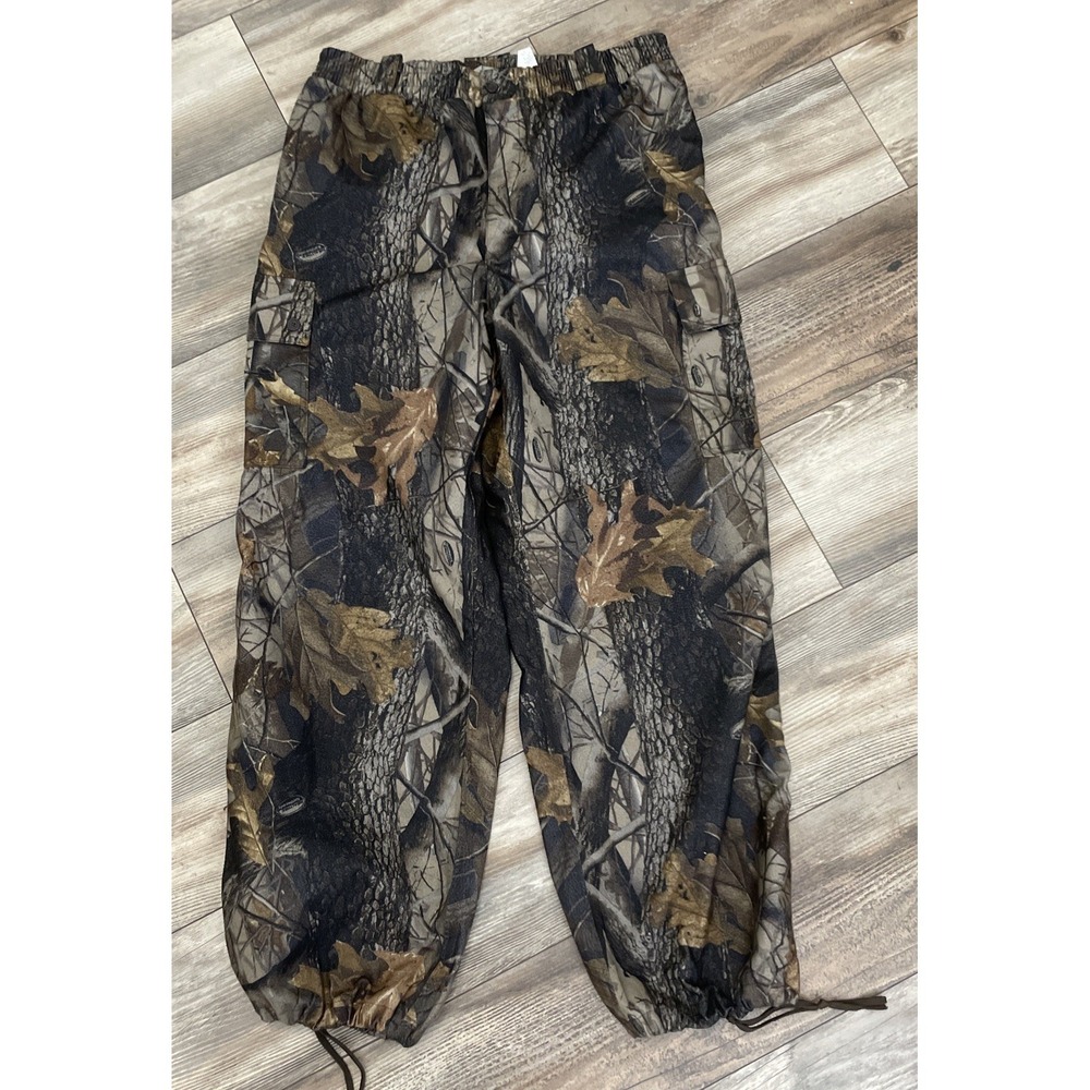 American Tradition‎ Camo Hunting Pants Mens L Lined Elastic Waist & Zip Cargo